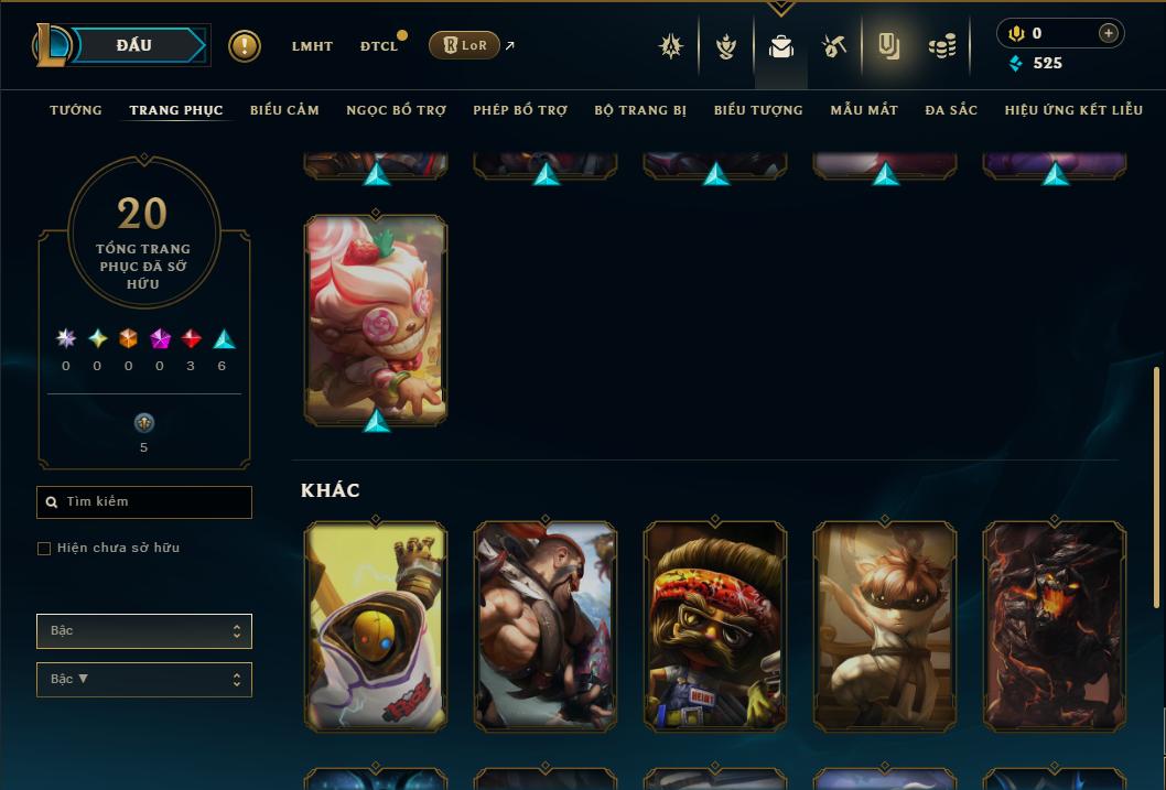 Acc Liên Minh Huyền Thoại/Đấu Trường Chân lý mã số 9395