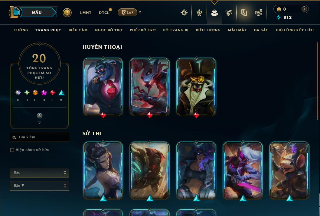 Acc Liên Minh Huyền Thoại/Đấu Trường Chân lý mã số 9398