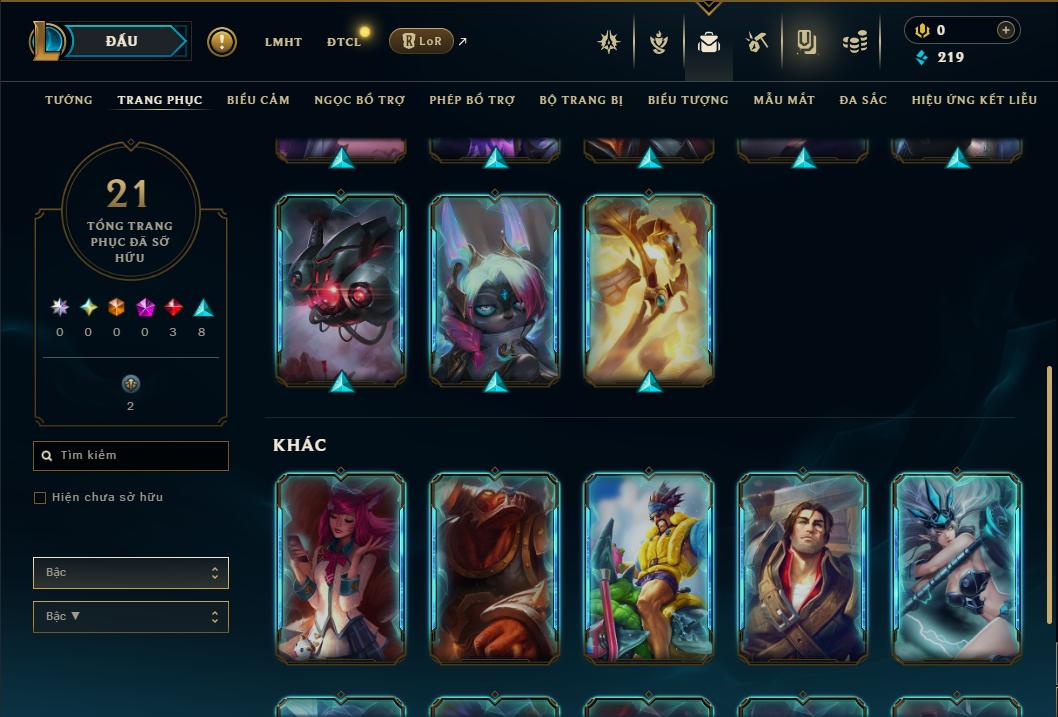 Acc Liên Minh Huyền Thoại/Đấu Trường Chân lý mã số 9399