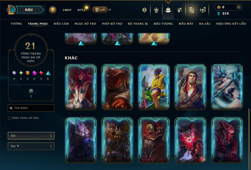 Acc Liên Minh Huyền Thoại/Đấu Trường Chân lý mã số 9399