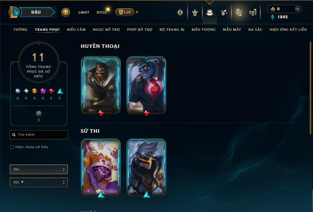 Acc Liên Minh Huyền Thoại/Đấu Trường Chân lý mã số 9400