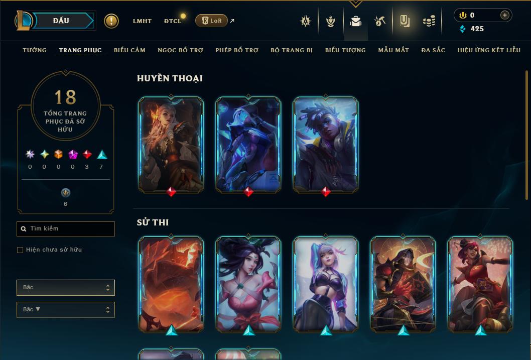 Acc Liên Minh Huyền Thoại/Đấu Trường Chân lý mã số 9401