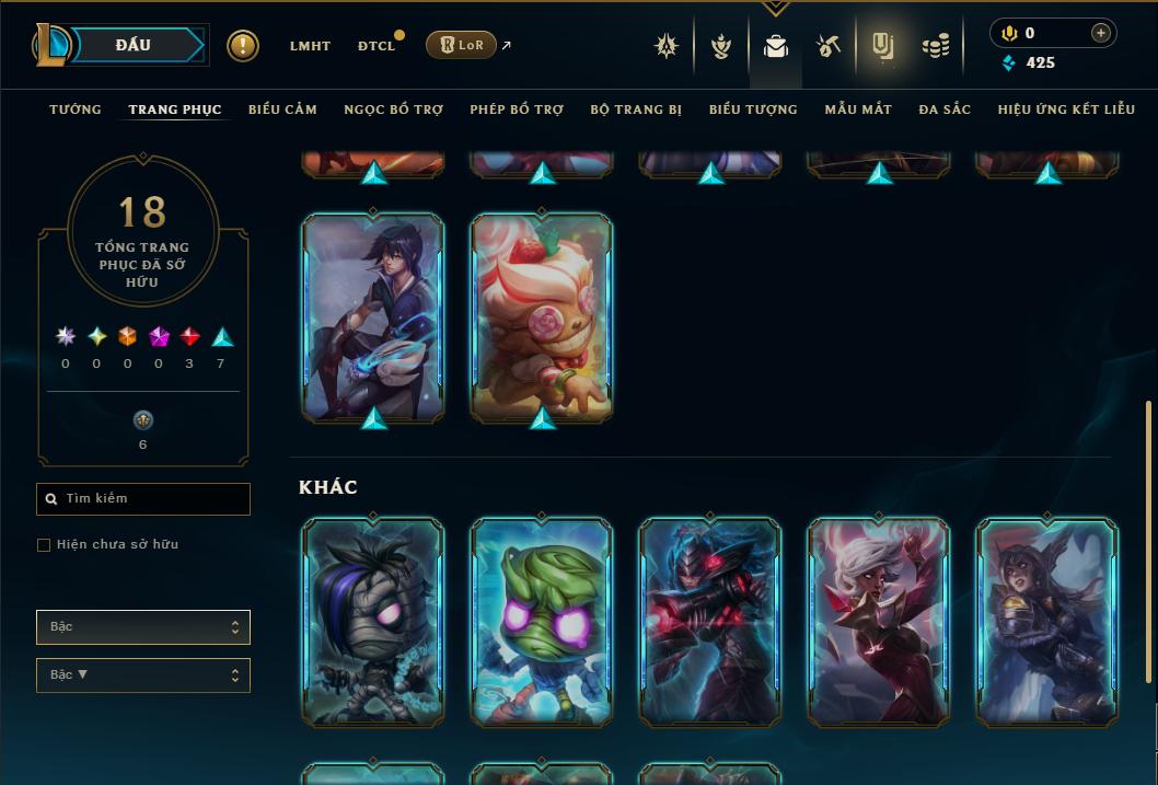 Acc Liên Minh Huyền Thoại/Đấu Trường Chân lý mã số 9401