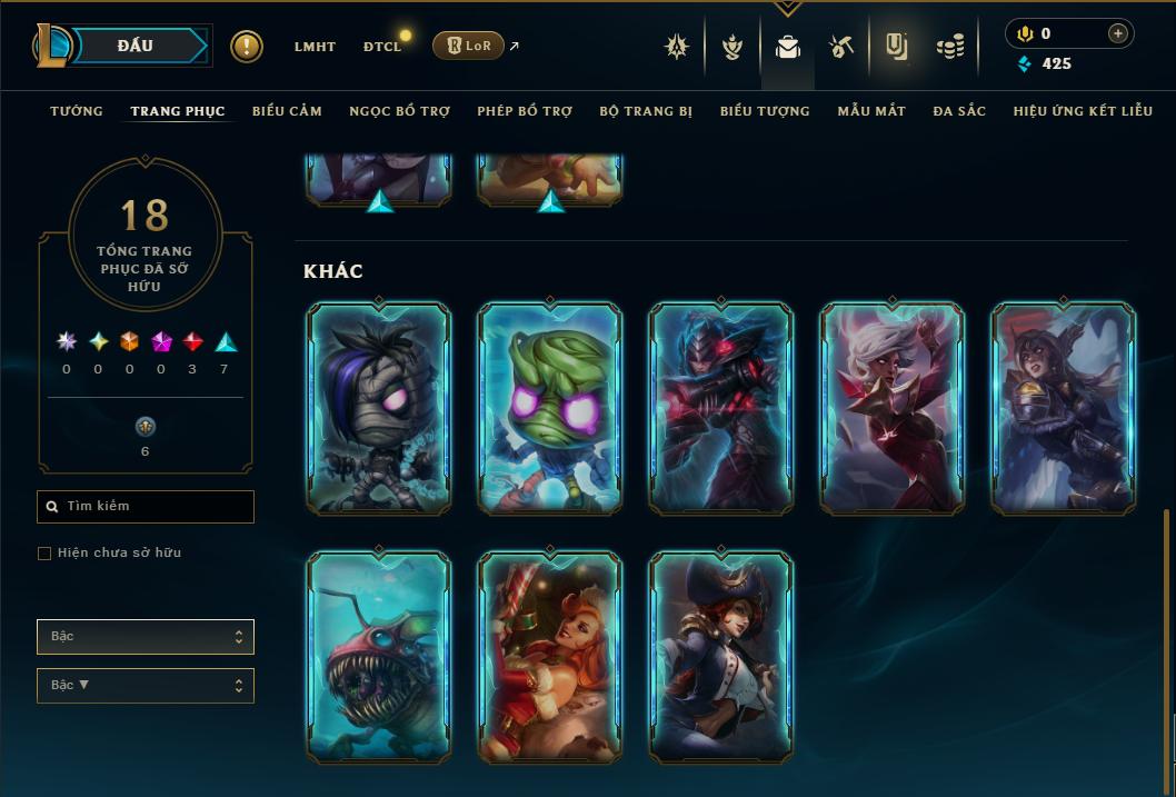 Acc Liên Minh Huyền Thoại/Đấu Trường Chân lý mã số 9401