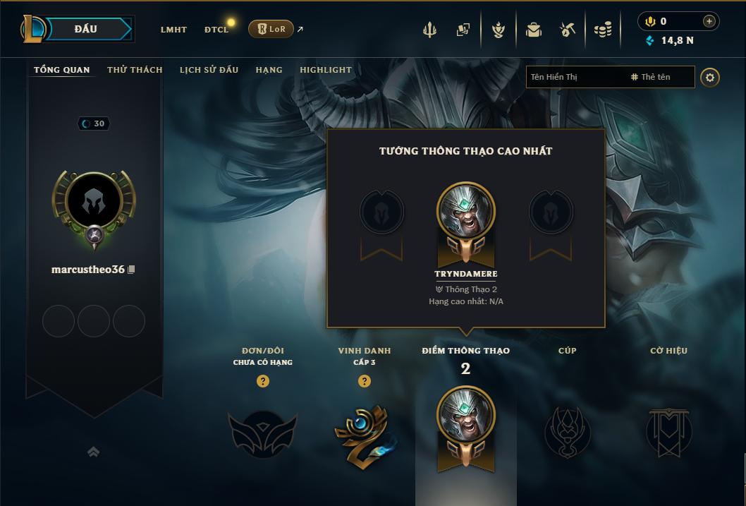 Acc Liên Minh Huyền Thoại mã số 9444