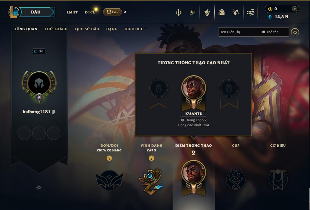 Acc Liên Minh Huyền Thoại mã số 9457