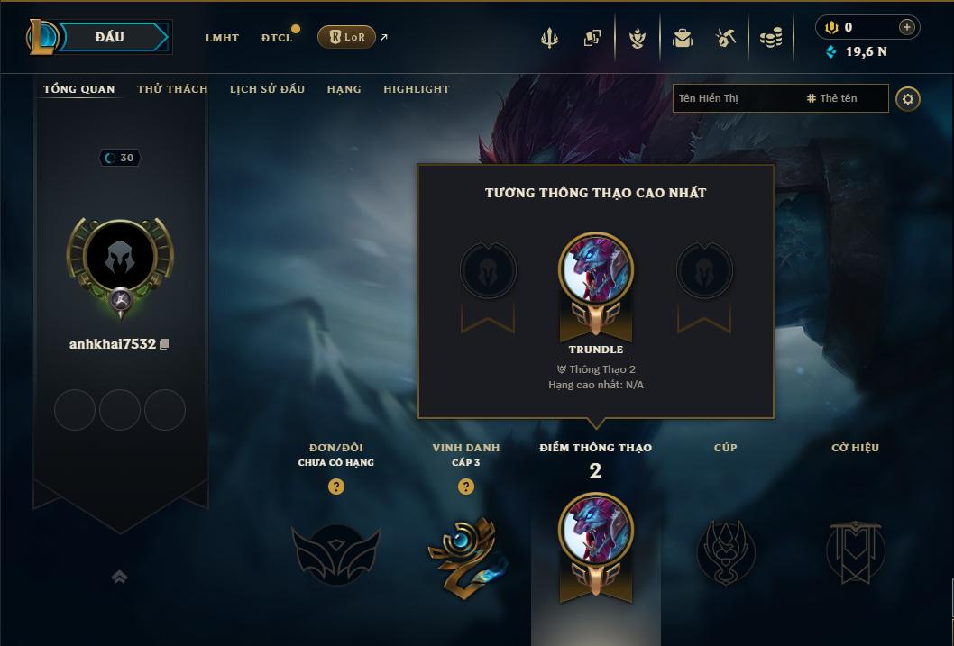 Acc Liên Minh Huyền Thoại mã số 9460