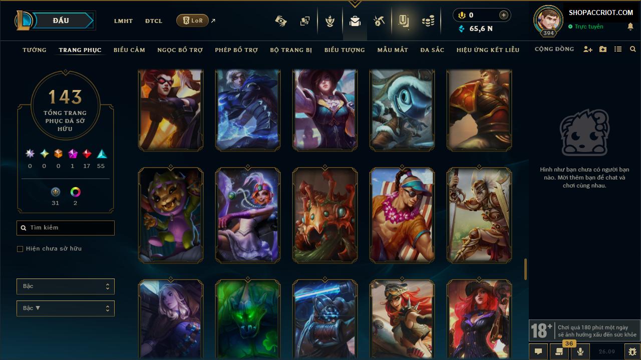Acc Liên Minh Huyền Thoại mã số 9806